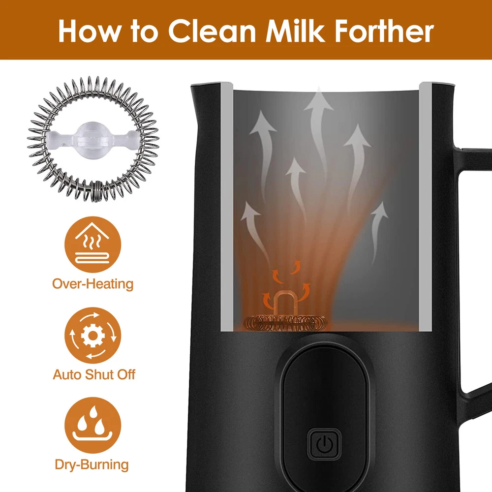 Milk Frother For Cappuccino Heating Coffee Maker W/Electric Base Stainless Steel Milk Frother For Cappuccino Heating Coffee Maker W/Electric Base Stainless Steel