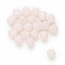 20 Vintage Frosted Light Pink Czech Fire Polish Glass 6mm Faceted Round Beads 