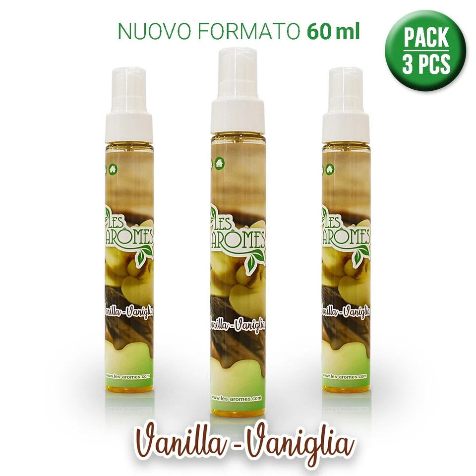 LES AROMES Deodorante profumo auto e ambiente Spray 60 ml Vaniglia - Pack 3 pz