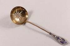 Sieb Kelle Silber-Auflage Emailliert durchbrochen Russland