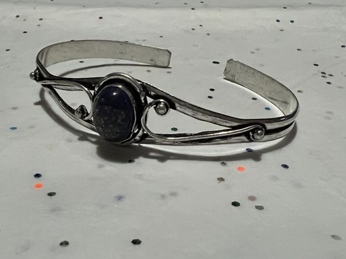 NEW Lapis Lazuli Dark Blue Silver Plated Hand Crafted Cuff Bracelet - Picture 8 of 9
