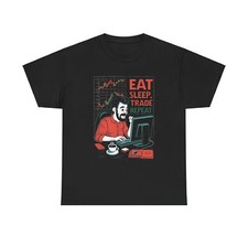 T-shirt maglietta EAT SLEEP TRADE Repeat, trader azionario investitore divertente regalo comico