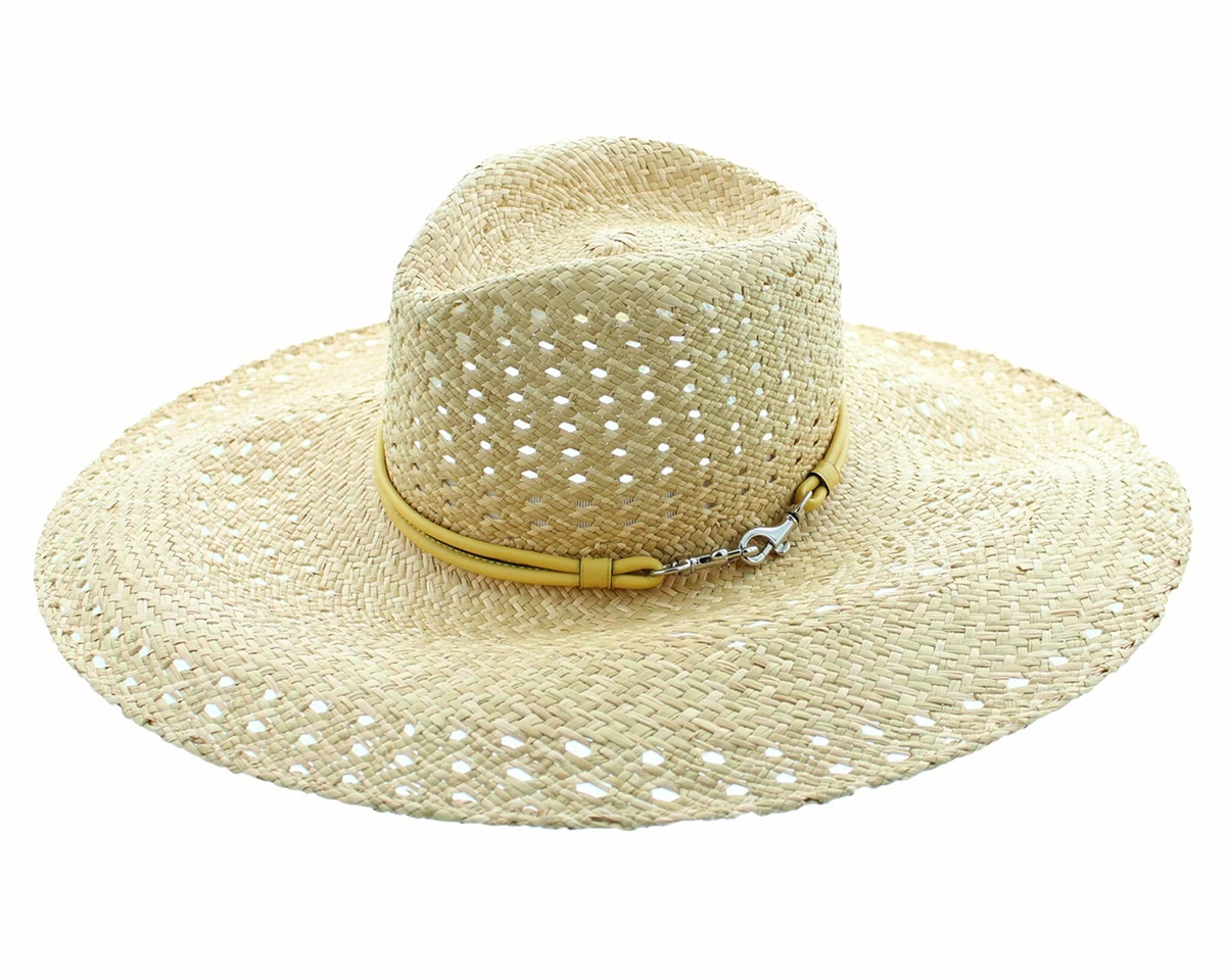 Rare Gem! Coach Signature Khaki Beige Floral Embroidered Wide Brim Sun Hat P/S Coach Beige Hats for Women | eBay main image 2
