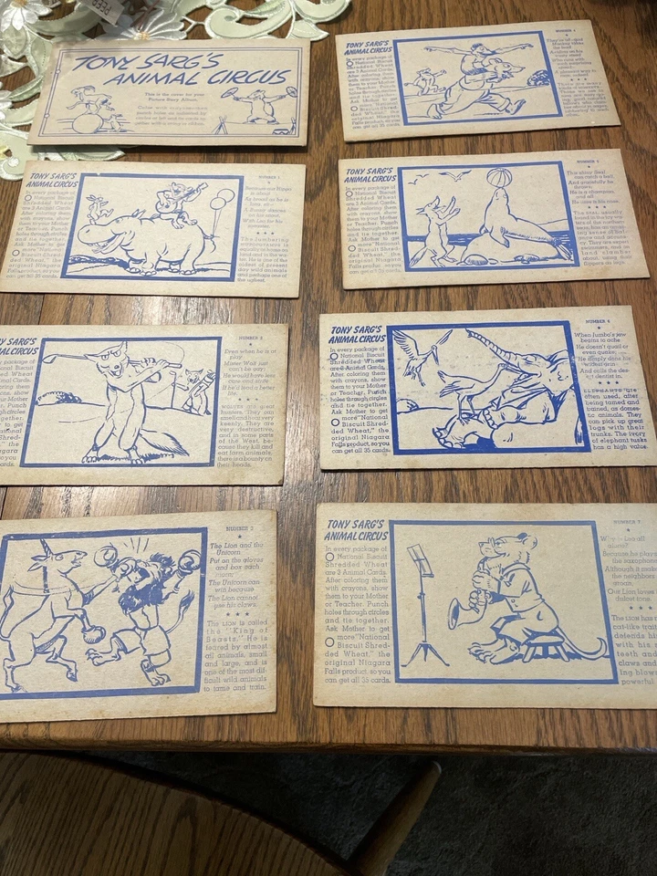 1938 Tony Sarg's Animal Circus Cards NABISCO Shredded Wheat Premiums-36 Cards - Image 2 of 4