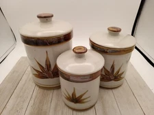 Complete Set VTG Speckled Agave Canister stoneware Crowning Touch Collection sr
