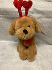 Gitzy Plush Puppy Dog Brown Red Heart Valentine Headband New with Tag 11”