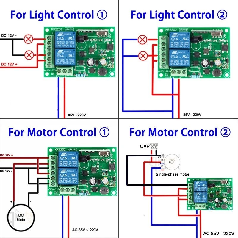 220V 2CH 433Mhz Funk Empfänger Relais Schalter Garagentor mit 5X Fernbedienung - Bild 4 von 4