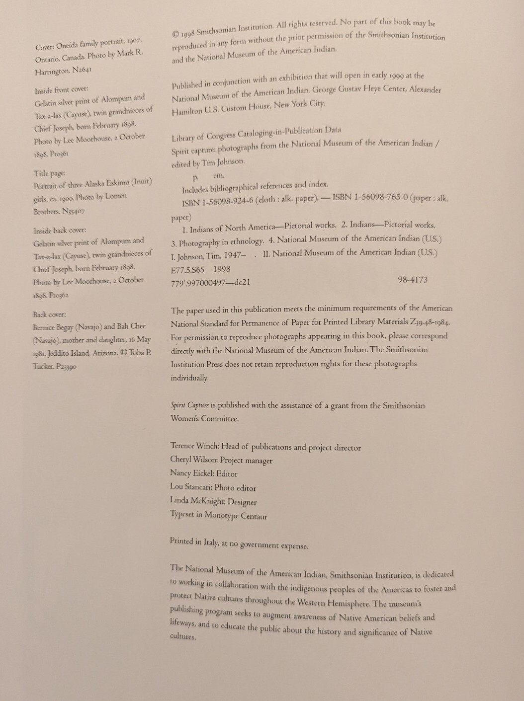 Spirit Capture; Photographs from the National Museum of the American Indian