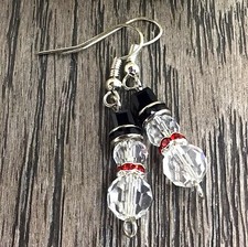 Christmas earrings, Snowman earrings, Swarovski crystal earrings, Sterling plate