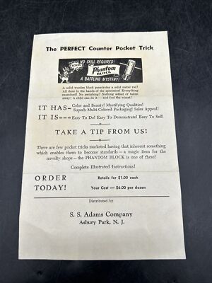 S.S. Adams Co. Price List Jokers Novelties Magic Puzzles Paperwork Only