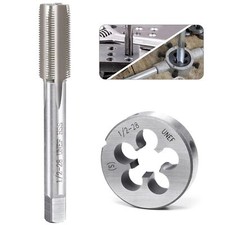 1/2-28 UNEF Tap and Die Set 1/2" x 28 TPI Right Hand HSS 4 Flutes Thread Mill...