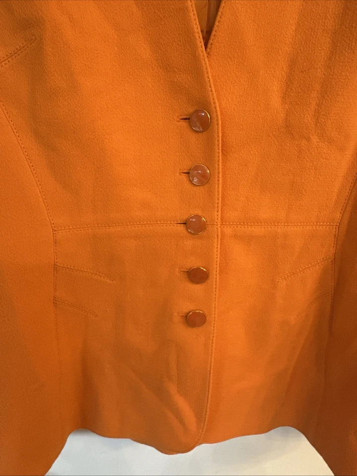 Escada женщин размер DE 42/ США 12 дизайнерский блейзер шерсти с подкладкой оранжевый принцесса покроя - Изображение 4 из 4