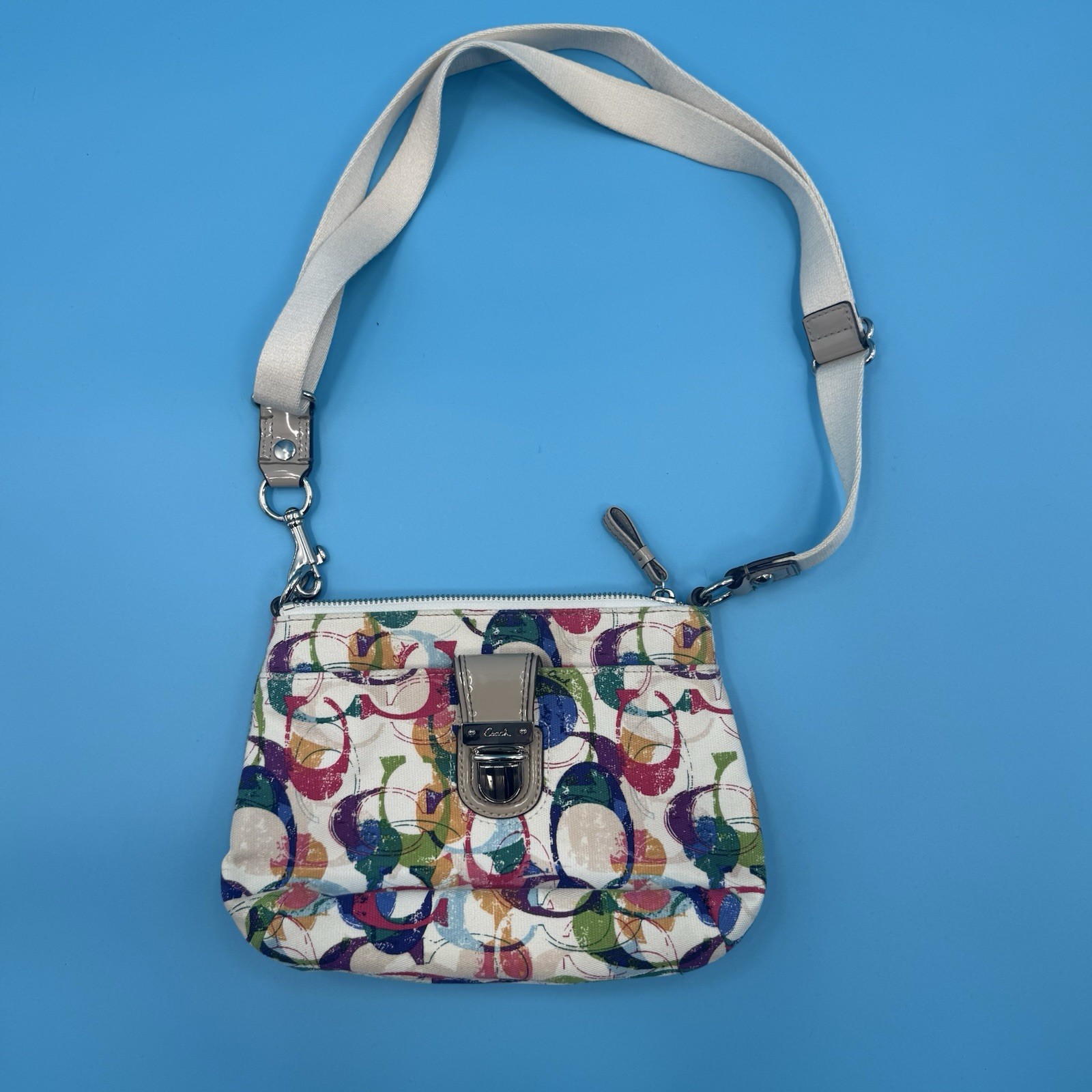 Coach Multicolor Scribble Print Canvas Crossbody … - image 1
