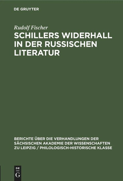 Rudolf Fischer | Schillers Widerhall In Der Russischen Literatur | Buch-image