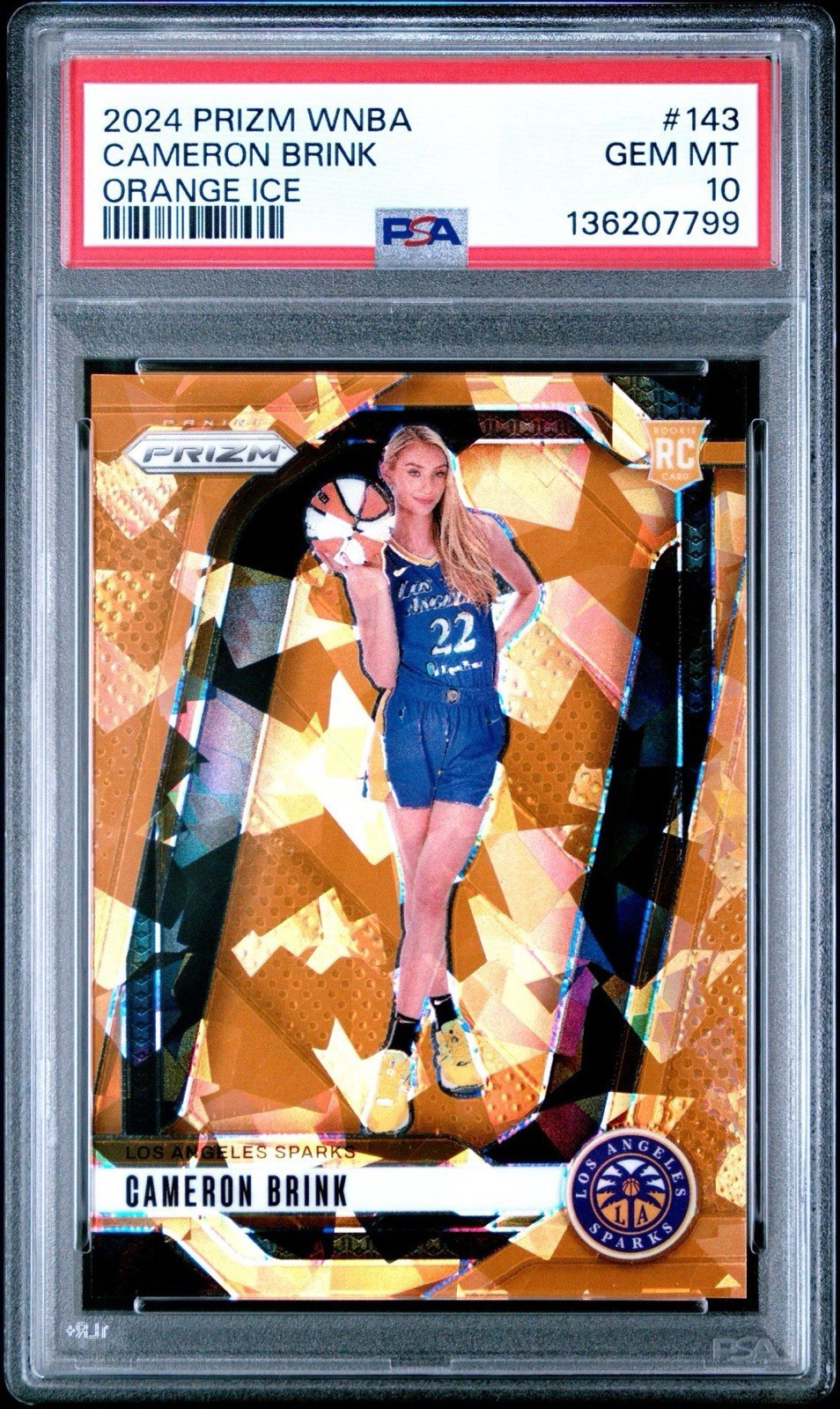 2024 Panini Prizm WNBA Cameron Brink #143 Rookie RC Orange Ice PSA 10 GEM MINT