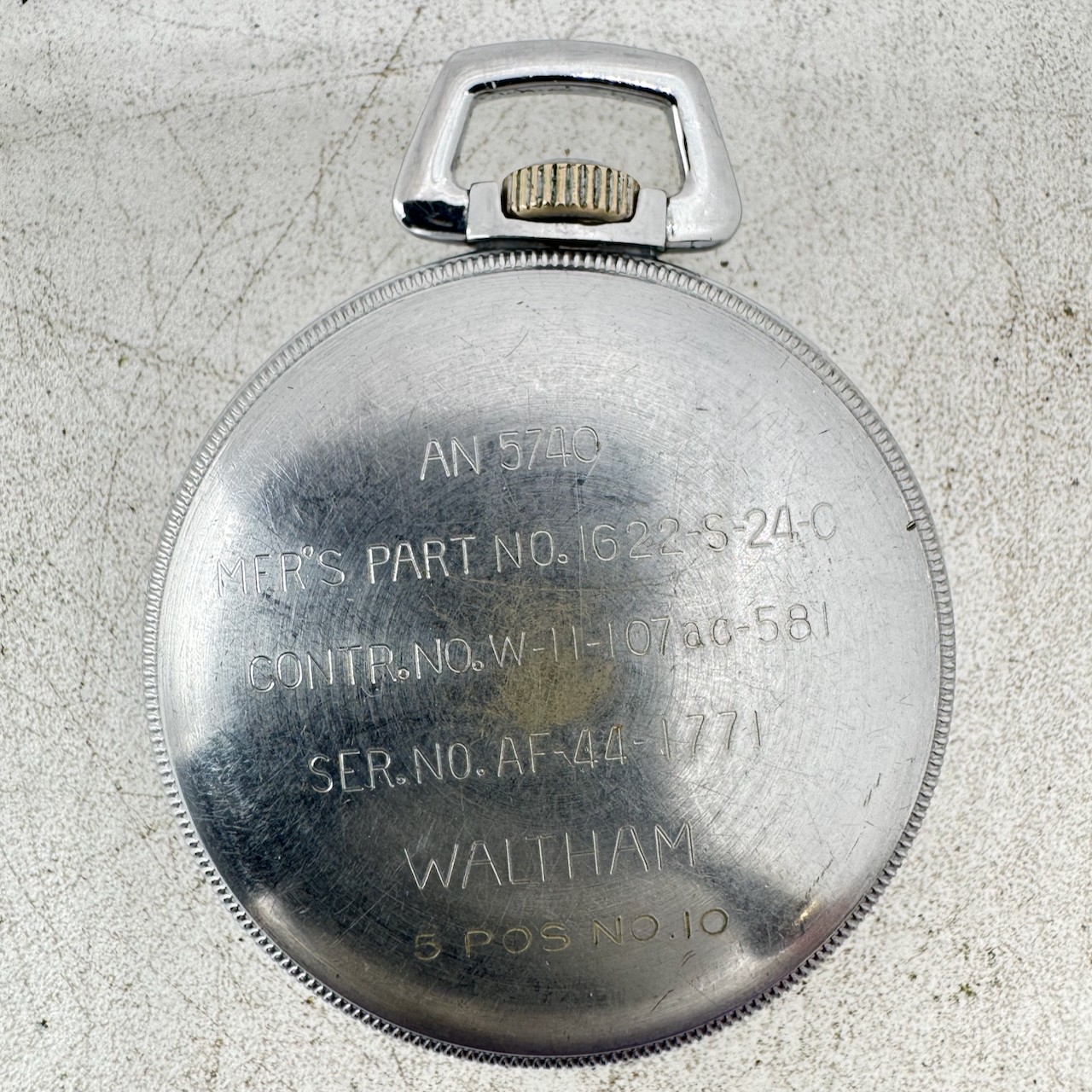 Vintage 16s Keystone Military Waltham AN 5740 Chrome Pocket Watch Case USA