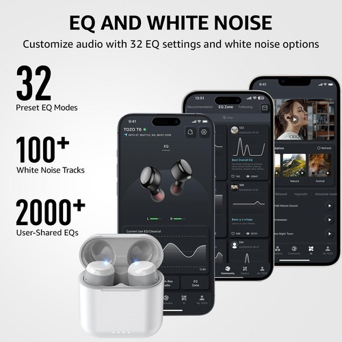TOZO T6 Bluetooth 5.3 Wireless Earbuds AI Clear Calls Earphones IPX8  Waterproof - Picture 12 of 58