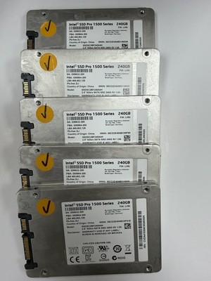 Lot of 5 Intel PRO 1500 Series 240GB 2.5'' SSD SATA Solid State Drives