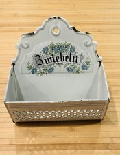 RARE Vintage German Enamelware Zwiebeln Onion Basket Mid-1940s Blue Flowers HTF