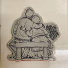 Unmounted Rubber Stamp - Couple Sitting on Bench, Love & flowers Theme — photo 1