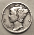 1936 S  Mercury Dime circulated 90% Silver Good G / Very Good VG