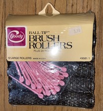 Vintage 1977 Goody Ball Tip Brush Rollers 12 Large Hair 9581/1 Sealed Plus pins