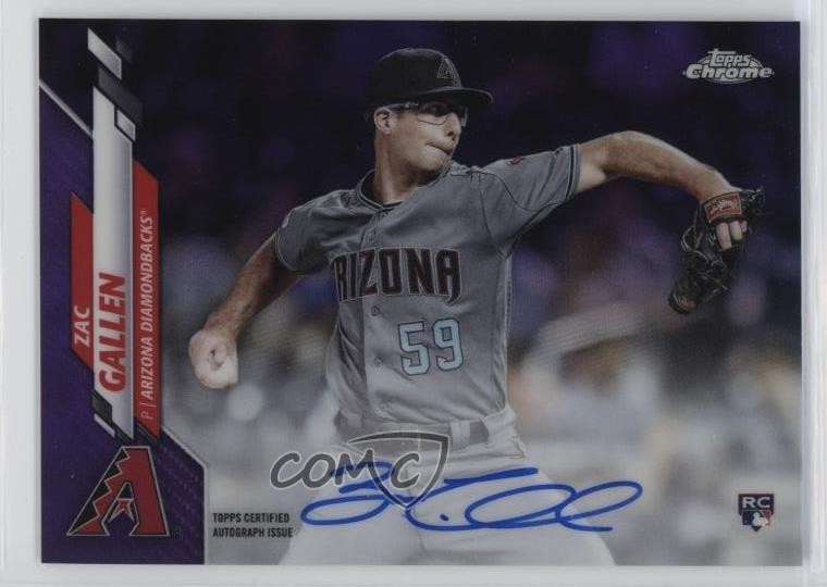 2020 Topps Chrome Rookie Purple Refractor 231/250 Zac Gallen #RA-ZG Auto RC 6fs