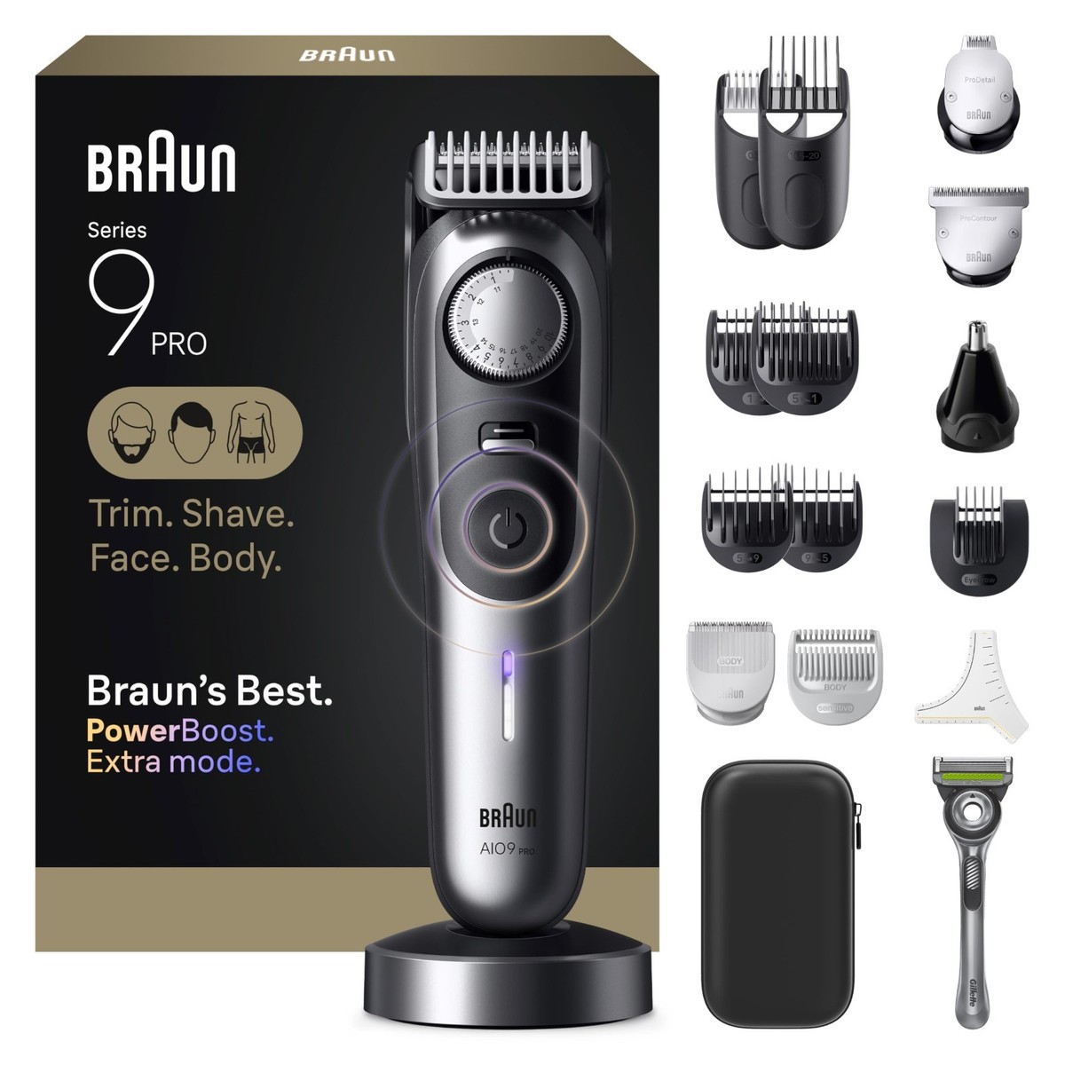Braun Series 9 Pro AIO9570 All-in-One Trimmer Kit w/ Case Charger