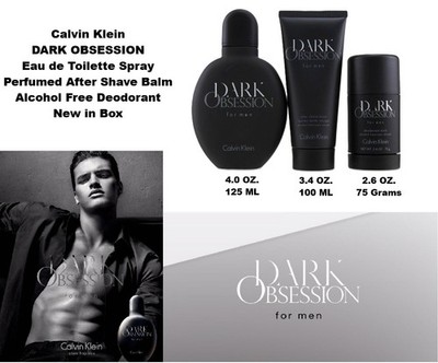 3 PC Calvin Klein DARK OBSESSION Eau de Toilette After Shave Balm Deodorant Set