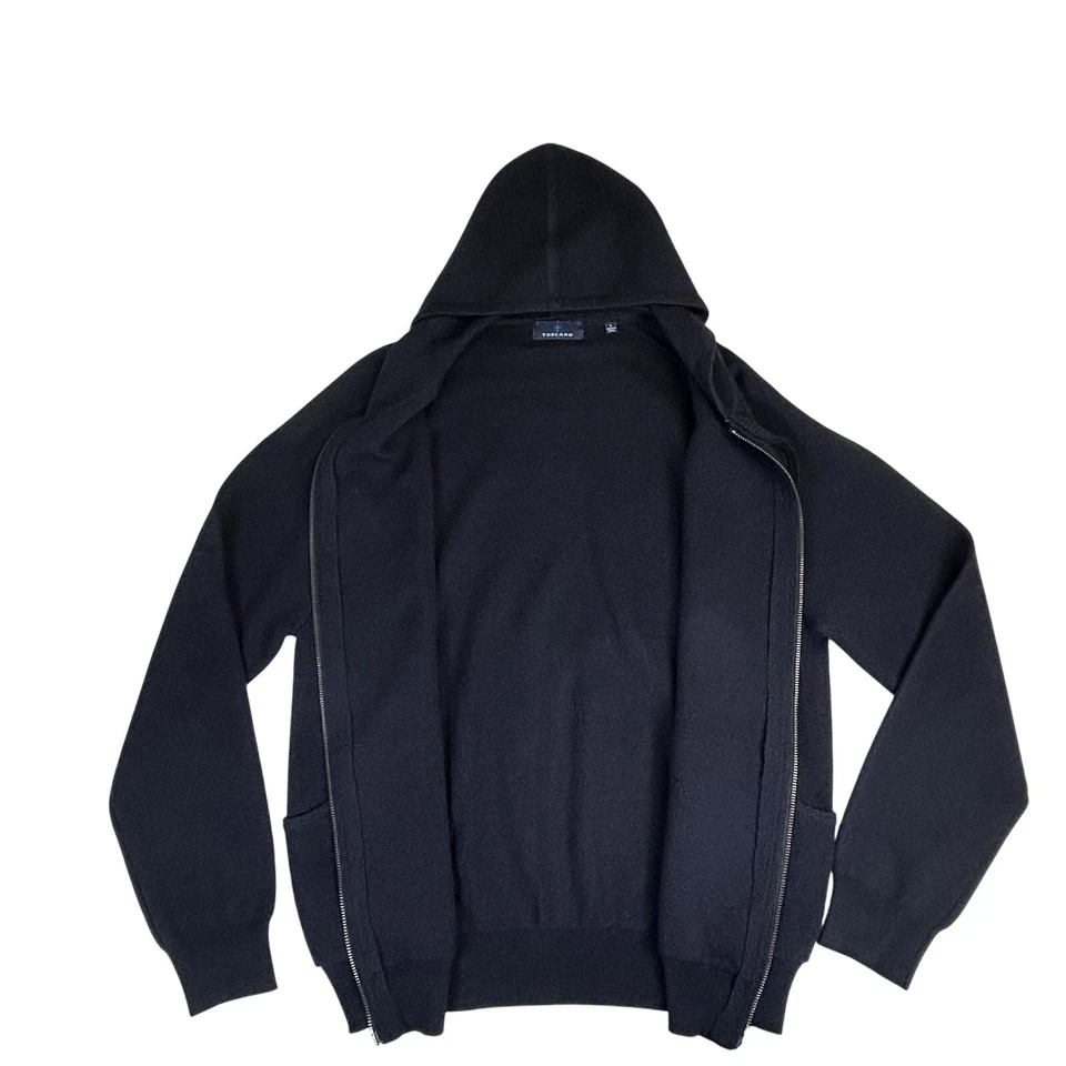 Мужской свитер с капюшоном на молнии Toscano шерстяная смесь глубокий темно-синий размер большой - Изображение 3 из 4