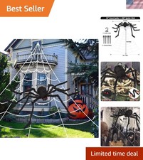 200" Spider Web 59" Giant Spider Halloween Decor Indoor/Outdoor Festivity