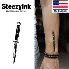 SteezyInk temporary tattoo Classic Dagger last upto 2 weeks 5 x 2 inch