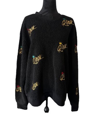 Switch Remarkable Men Sweater Black Gold Embroidered Kings Crown 2XL Street
