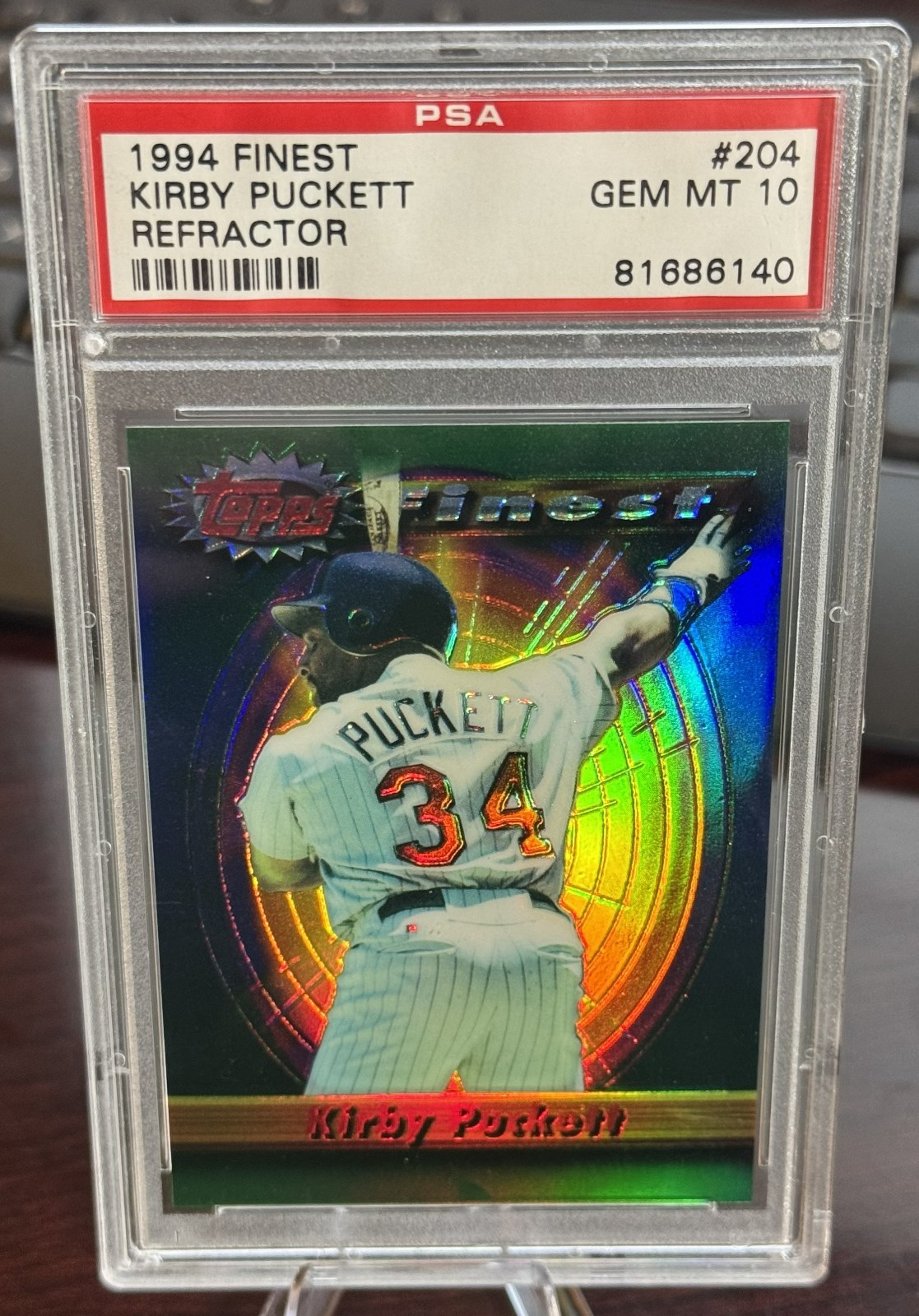 1994 KIRBY PUCKETT FINEST REFRACTOR #204 PSA 10 MINNESOTA TWINS (140)