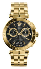 Versace Chronograph Watch VE1D02823 Gold Steel 45mm Black Dial Quartz WR 50m