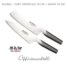 Set 2 coltelli giapponesi Chef orientale 18 cm + Nakiri 18 cm Global G04-G05