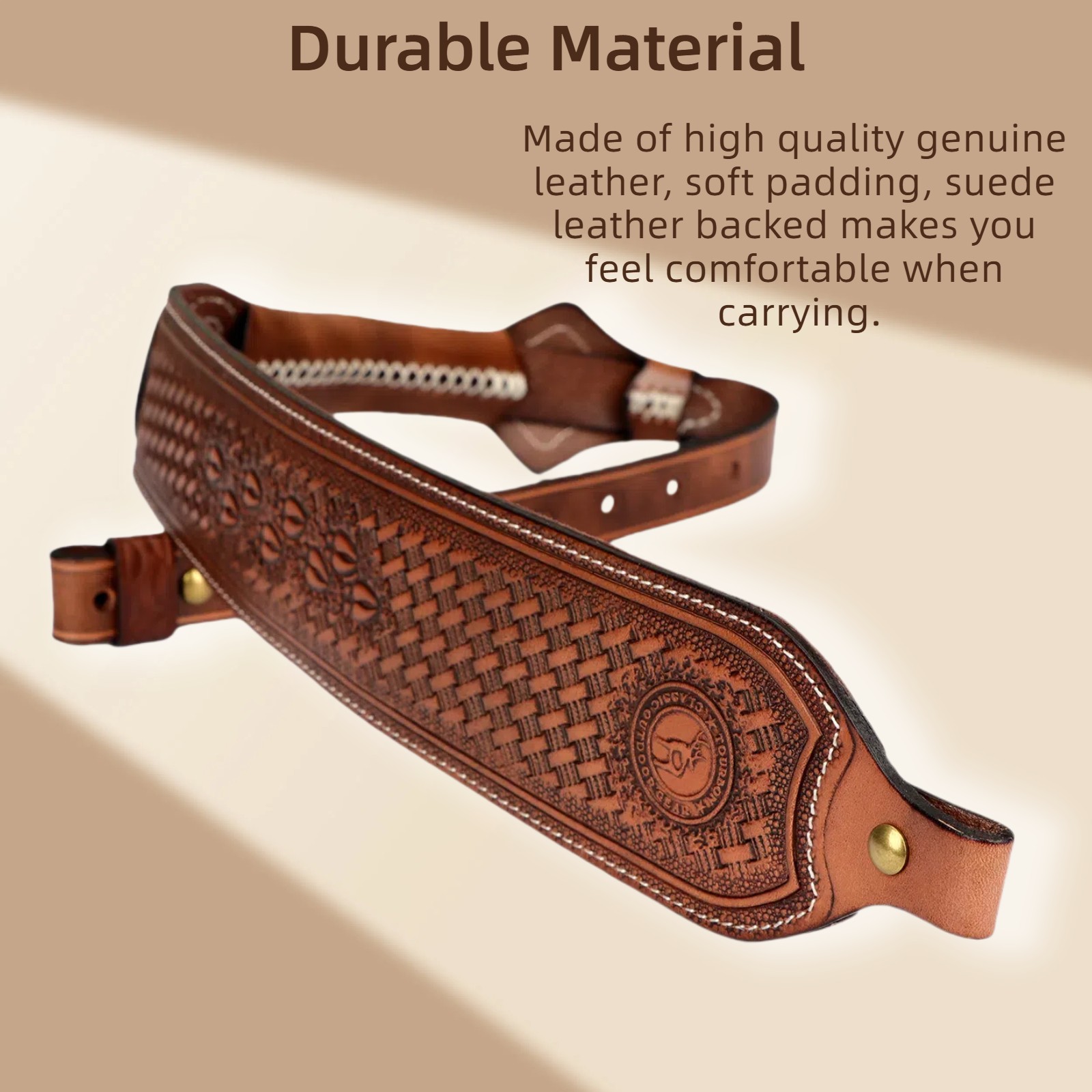 TOURBON Retro Leather Rifle Sling Gun Carry Strap Shooting Thumb Rest-Clearance