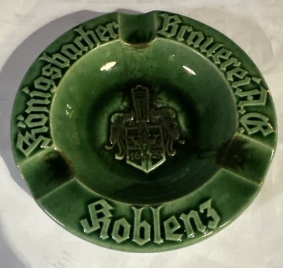 #ad #ad Green German Ashtray Konigsbacher Brauerei Brewery Koblenz. Marked 4048 Vtg $18.00