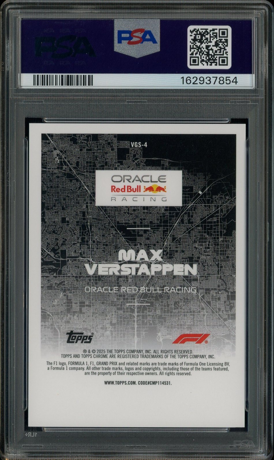 2025 Topps Chrome F1 Formula Racing Vegas At Night Max Verstappen SSP PSA 9 view 2
