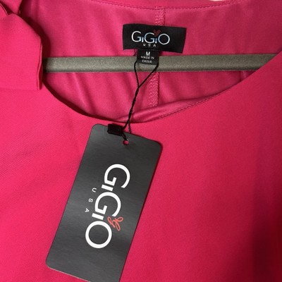 GIGIO Women s Medium Sleeveless Hot Pink Ruffle Dress Fully Lined Round Neck NEW