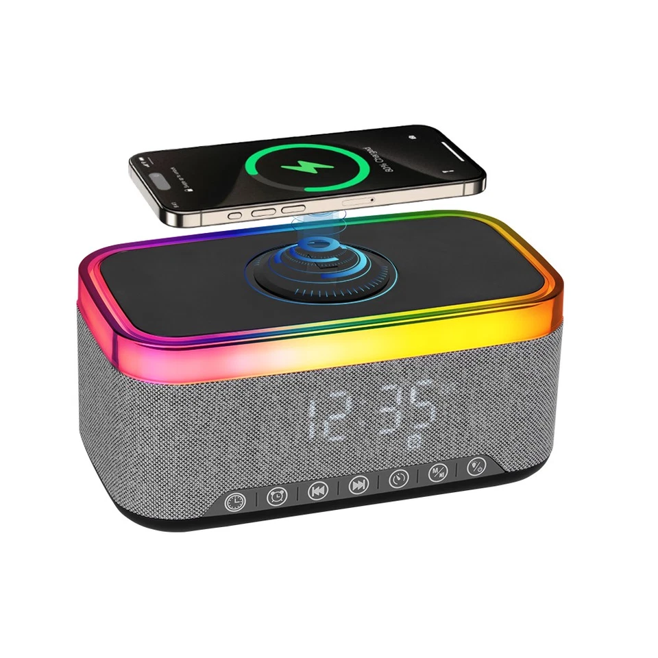 8in1 Radiowecker Uhrenradio Wecker, QI-Ladefunktion, Bluetooth Lautsprecher,RGB - Bild 2 von 4