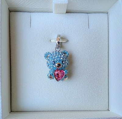 New 100%  Authentic SWAROVSKI Blue Pave Teddy Bear Idyllia Charm Pendant 5750253
