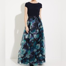 SLNY WOMAN SIZE 8 FLOOR-LENGTH FLORAL FORMAL DRESS