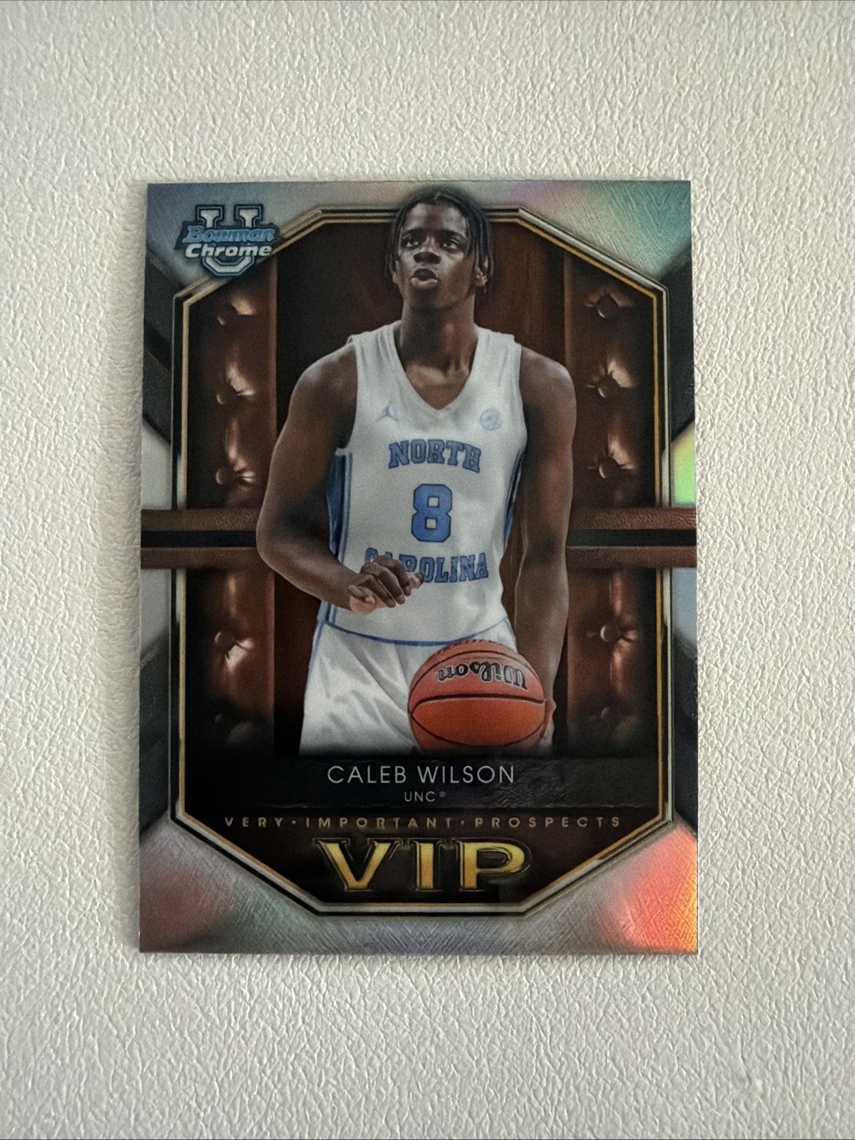 2025-26 Bowman Basketball Chrome VIP Refractor Caleb Wilson VIP-9 UNC