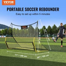 New Soccer Trainer, 2-IN-1 Portable Soccer Rebounder Net, 71"x40" Iron Soccer P