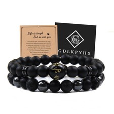 GDLKPYHS Black Obsidian Feng Shui Bracelet for Men - Tourmaline/Onyx/Hematite