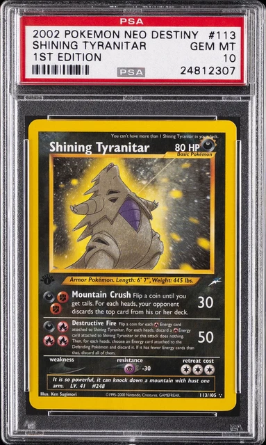 2002 POKEMON NEO DESTINY 1ST EDITION #113 SHINING TYRANITAR PSA 10