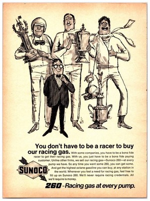 Vintage 1967 Sunoco 260 Racing Gas Original Print Advertisement (8in X 11in)