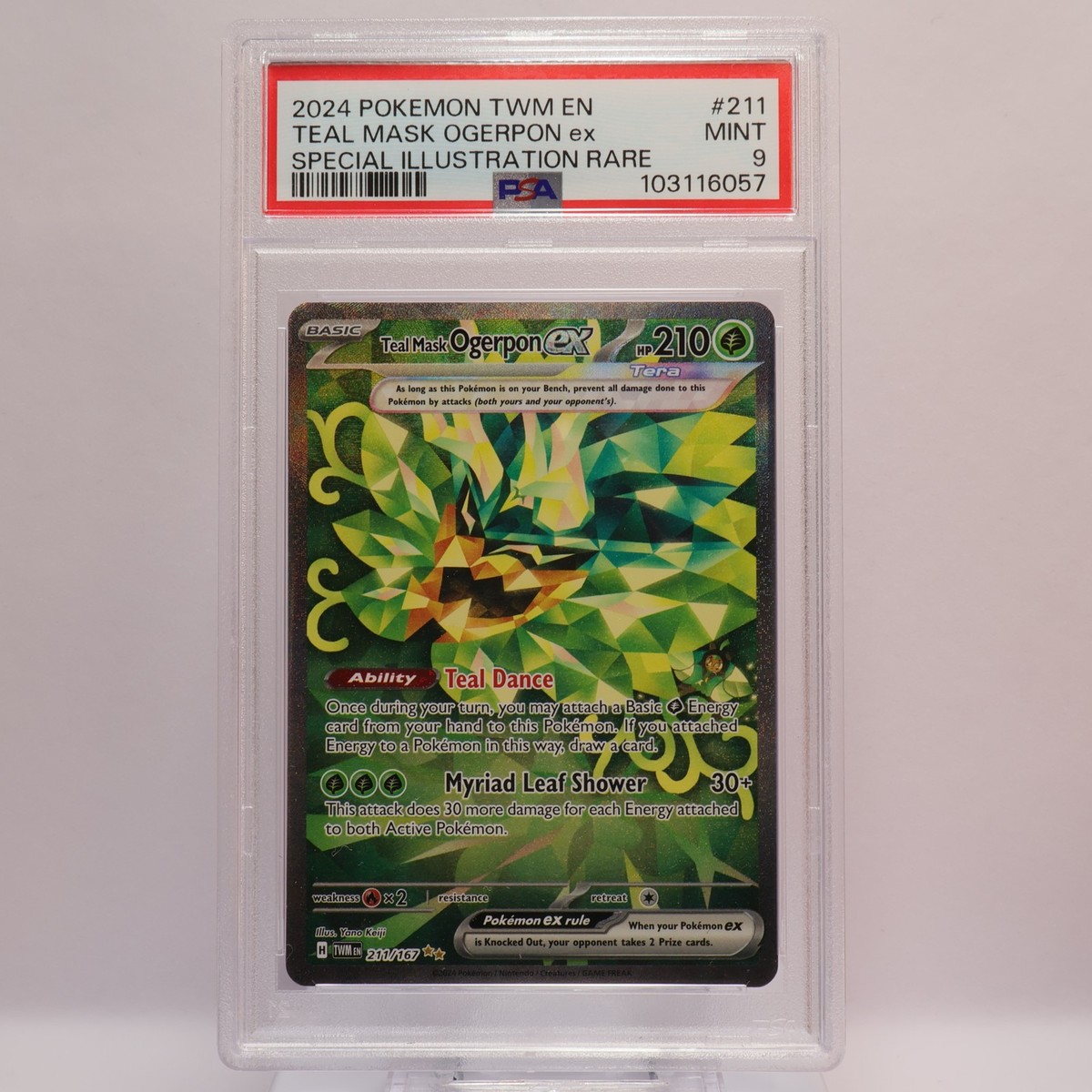 Pokemon TCG - TWN Twilight Masquerade 211 Teal Mask Ogerpon EX PSA 9 MINT
