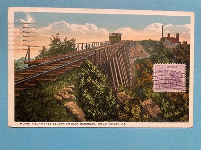 Alte AK von Mount Pisgah Trestle, Switch Back Railroad, Mauch Chunk, PA, 1936